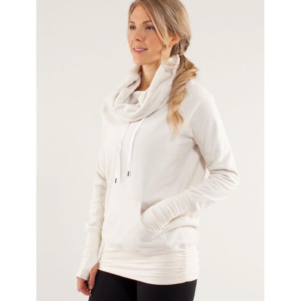 Lululemon Dont Hurry Be Happy Funnel Sweatshirt Womens Size Medium Bone CowlNeck - Picture 13 of 16